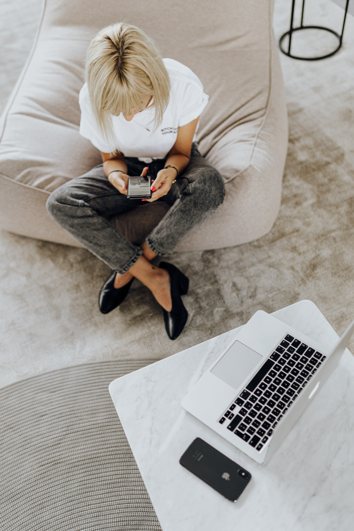 woman sitting making small changes